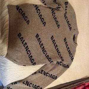 Balenciaga Gray and Black Logo Crewneck Sweater